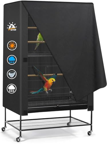 Zettum Housse de Cage à Oiseaux 83 x 58 x 101 CM, Filet de Protection Lavable pour Cage à Perroquet, en Tissu Oxford 600D, imperméable et Respirant, Housse Coupe-Vent pour Cage à Oiseaux