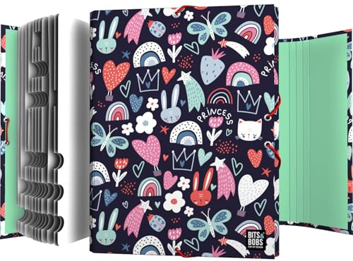Grafoplas - Carpeta Clasificadora Escolar Colección Bits&Bobs Pop Up, Diseño Princess, 12 Posiciones, Tamaño A4, Cartón Plastificado Soft, Certificado FSC, Ideal para Archivar Documentos