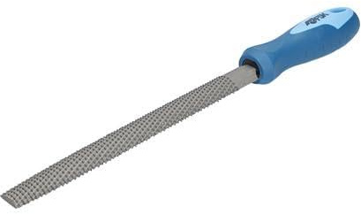 Escofina media caña 250 mm, diseño ergonómico, uso en madera y metal, ideal para dar forma y acabado en trabajos de carpintería.