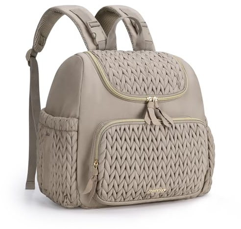 mommore Wickeltasche, kleiner Wickelrucksack, stylischer Baby-Reiserucksack mit isolierten Fächern, Wickelunterlage und Kinderwagenbefestigungen