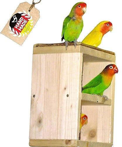 Vogelgaleria® 2 Stöckiges Vogelhäuschen und schöner Schlafplatz für Wellensittich, Nymphensittich Co. Reduziert Stress für Vögel | Vogelzubehör