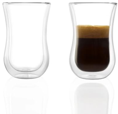 Stölzle Lausitz Dubbelväggiga glas Coffee 'N More set om 2/termoglas med dubbla väggar, lämpliga som espressoglas, teglas och kaffeglas/espresso, dubbelväggiga glas – 90 ml