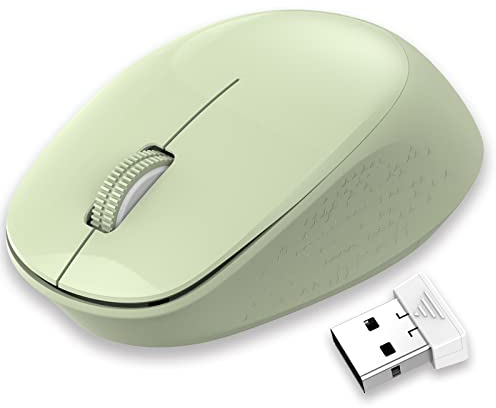 LeadsaiL Mouse senza fili, mouse wireless 2.4G silenzioso con ricevitore USB, monitoraggio ottico 1600 DPI, mouse a 3 tasti, compatibile con PC, Mac, laptop, Windows - verde