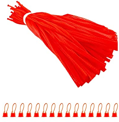 100 Stück Wiederverwendbare Netzbeutel, Obstnetzbeutel Eiernetzbeutel Mit Netzschnalle, Wassermelonennetze für Einkaufen Aufbewahrung Obst Gemüse (Rot)