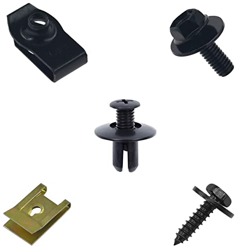 52 PCS Car Fasteners, Auto Body Fender Screws, Car Clips Plastic Rivet Fasteners
