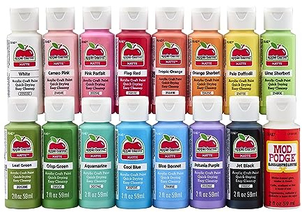 Apple Barrel Spring Colors Kit, 16 Piece Set Includes 15 Acrylic Craft Paints and 1 Mod Podge Gloss Sealer, 96425