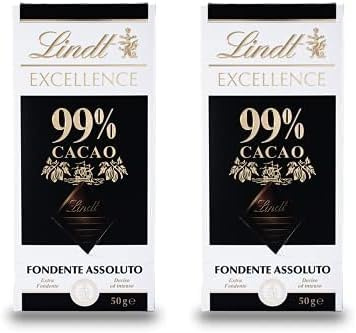 Lindt - Tablette 99% de Cacao EXCELLENCE - Chocolat Noir - 50g (Lot de 2)