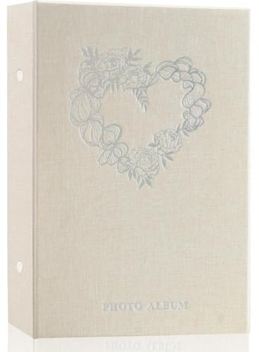 Miaikoe Photo Album 6x4 Slip in, Linen 300 Pockets Holds 300 Horizontal 10x15cm Photos for Family Wedding Anniversary (Beige)