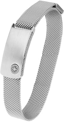 s.Oliver armband rostfritt stål herr armsmycke, 23,5 cm, silver, kompass, levereras i smyckespresentask, 2038874, Rostfritt stål, Utan