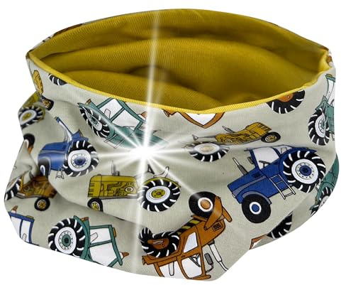 HECKBO 360° Reflektor Kinder Loop Schal - Jersey innen für Übergangszeit - Bauernhof Traktor