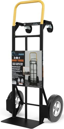 Simpli-Magic 2 in 1 Convertible Hand Truck and Dolly, 800LBS – Heavy-Duty Moving Dolly Cart with 10 Flat Free Rubber Wheels & Handle