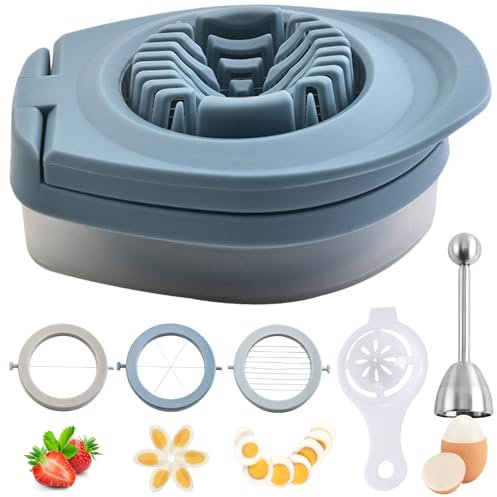 Zasjon Tagliauova in acciaio inox 3 in 1, strumento per tagliare le uova, con apriuova e separatore per uova, kiwi, fragole, cibi morbidi, lavabile in lavastoviglie