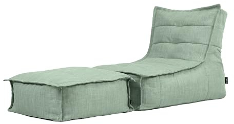 Icon Dolce Sitzsack mit Hocker für Erwachsene, Salie Grün, Indoor Outdoor Sitzsack mit Füllung, Bean Bag, Wasserabweisender Stoff, Bequemer Sessel für Wohnzimmer, Lounge, Schlafzimmer, Garten