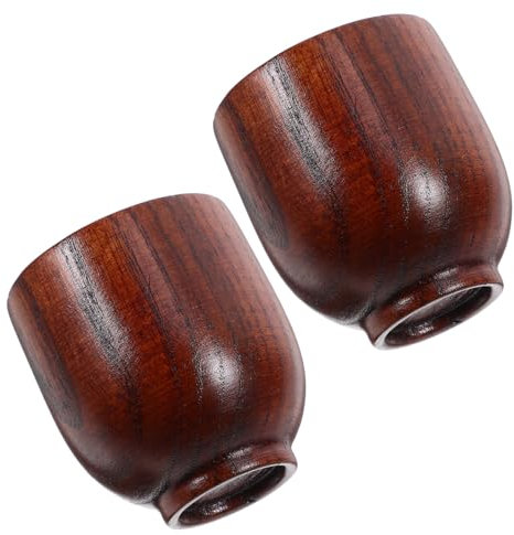 Alipis 2 Piezas Copa de Madera Reutilizable de Cáliz de Agua Vino Madera Natural de Camping y Uso Diario