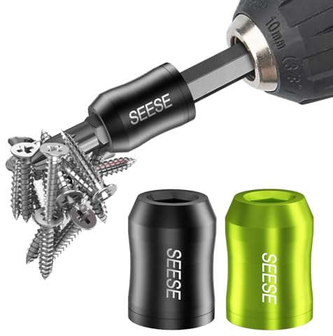 SEESE Strong Magnetic Screw Ring: 1/4 Inch/ 6.35 mm Universal Magnetic Screw Holder - Removable Magnetic Screwdriver Drill Bit Holder for Hex Screwdriver and Power Bits(2 Pcs)