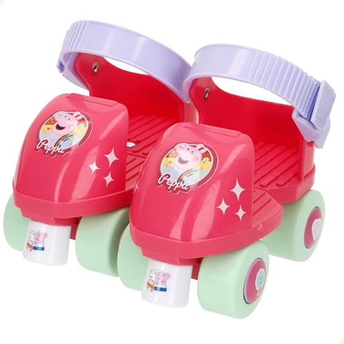 Peppa Pig Patines 4 Ruedas Talla 22 a 29, Máx. 20 kg, Niños +3 años, Medidas, Talla Ajustable, Freno Delantero, Diseño Colorido, Desarrollo de la motricidad Fina y Estabilidad (77754)