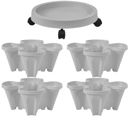 Torre apilable | 4 macetas de jardín - Soporte rodante extraíble - Macetas verticales para balcón, terraza, hogar, hierbas y verduras