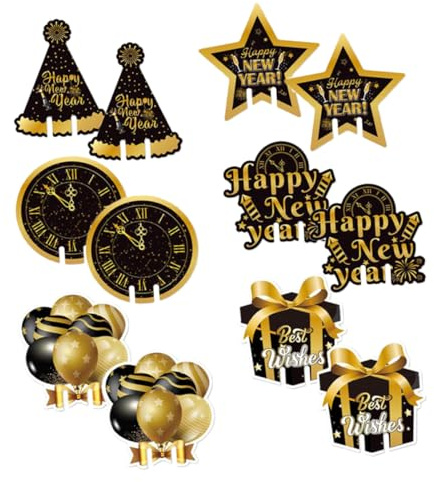 MALUGOGO Juego de 24 dijes de copa de vino y marcadores de copa de vino de papel para fiesta de Año Nuevo, 24 tarjetas decorativas para identificación de bebidas navideñas y decoración de mesa