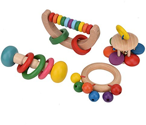 Generic Träbabyskaller, Gripleksak Hållbar Musikinstrument Pedagogisk Pussel för Spädbarn, Säkra Babygripleksaker för Tidig Inlärning [, Hand Eye Coordination]