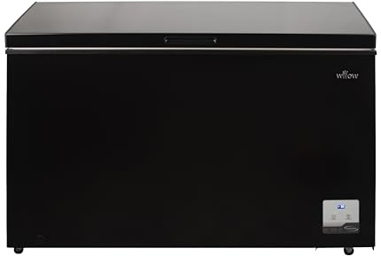 Willow W380CFB 380L Freestanding Chest Freezer with Removable Storage Baskets, Electronic Thermostat, 4* Freezer Rating, Low Noise, Garage Safe - Black