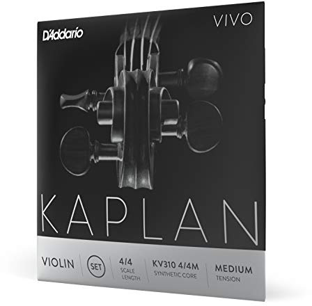 D'Addario Kaplan Vivo Violin Strings - Full Set - KV310 4/4M - Violin Strings - 4/4 Scale, Medium Tension