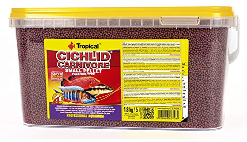 Tropisk färgad mat för små köttätande fiskar CICHLID CARNIVORE SMAll PELLET 5L/1,8 kg