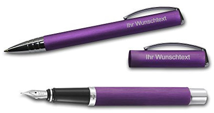 Online Geschenkset Vision Füllhalter M + Kugelschreiber, Farbe Lilac (lila), in Geschenkbox, inkl. Laser-Gravur