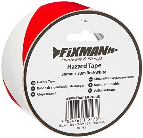 Fixman 188781 Hazard Tape 50 mm x 33m Red/White