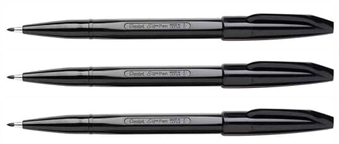 Pentel Set (3 Stifte Filz Sign Pen S 520, schwarz