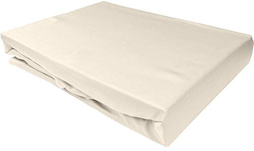 Bettwaesche-mit-Stil Mako Satin Spannbettlaken Spannlaken Spannbetttuch (180 cm x 200 cm, Matratzenhöhe 12-20 cm, Natur)