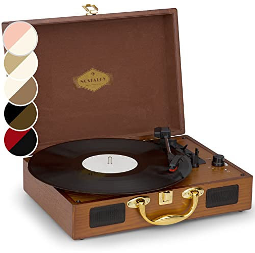 AUNA Tocadiscos de Vinilo Vintage, Incluye Altavoces con Sistema Estéreo, para Musica, Tocadiscos de Vinilo, Reproductor Vinilo Retro con USB y CD, Potente Sistema Sonido AUX, Giradiscos Portátil