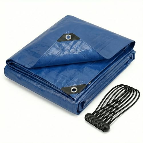 CoverUp! Lona Impermeable Azul 2x3 m 200 g/m² con 10 Gomas de sujeción y Ojales Aluminio – Resistente UV y desgarros – Cobertura Exterior Premium