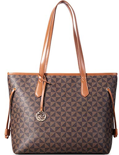 Lekesky Tote Bag for Women Stylish Handbag Faux Leather Shoulder Bag for Work School Dating, Brown