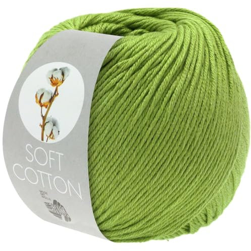 LANA GROSSA Soft Cotton | Weiches Baumwollgarn mit modernem Mikrofaseranteil | Handstrickgarn aus 70% Baumwolle & 30% Polyacryl | 50g Wolle zum Stricken & Häkeln | 140m Garn FB30