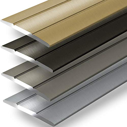 Metal Transition Strip Profile | Aluminium Flooring Strip for Parquet, Laminate, PVC, Cork | C-Shape | Pre-Drilled or Self-Adhesive (Width: 36 mm | Length: 100 cm, Gold | Self-Adhesive)