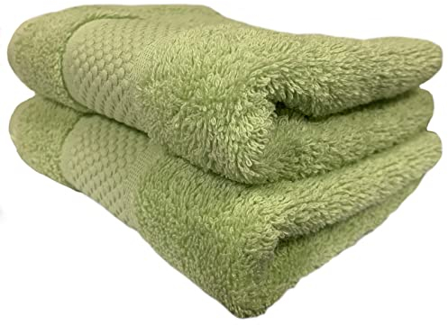 Sue Rossi Guest Towels 30 x 50cm Set Of 2, Organic Turkish Combed Cotton, 600gsm Thick, Soft & Absorbent Bathroom Or Kitchen Small Hand Towel, Face Cloth (Sage Green, 2)