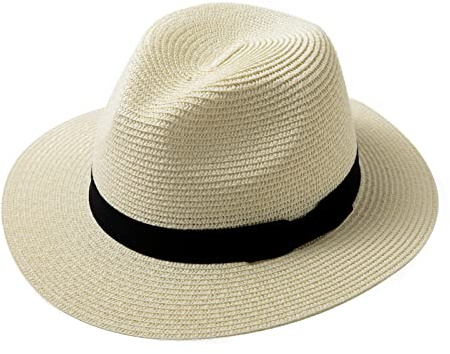 Comhats Summer Packable Panama Fedora Trilby Straw Hat 00715 White 3XL