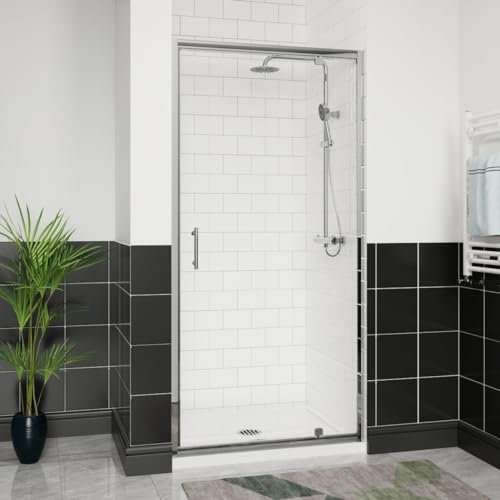 Aquariss 1000mm Chrome Pivot Alloy Hinge Shower Door Enclosure 6mm Clear Self Clean Glass Screen Cubicle Reversible