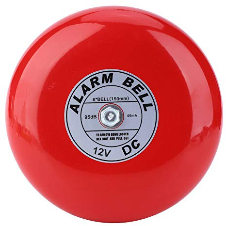 Alarm Bell, 95dB Electric Security 6 Inch Metal Round Ringing Fire Alarm for School Home Factory Doorbell (AC110V)