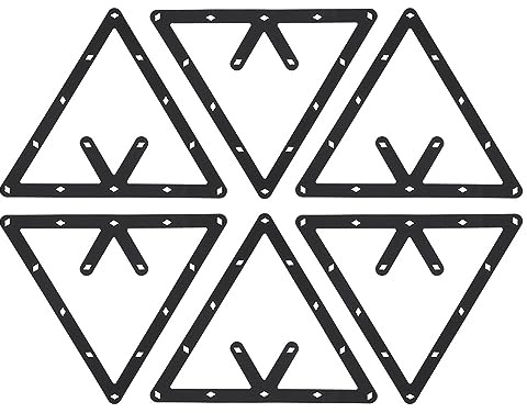 Yctze Juego de 6 Estantes de Billar, Soporte de Bola Triangular Negro para Mesa de Billar, Accesorios de Billar para Posicionamiento de Tacos de Billar, Plantilla Plana para