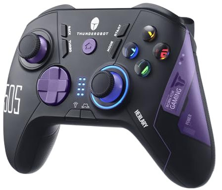 Thunderobot G50S 1000HZ Mando PC Inalambrico for Windows,Switch,IOS&Android,6 Botones Programables,Mando para PC con Joysticks y gatillos de efecto Hall/Giroscopio (Negro, G50S)