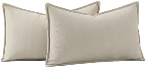 MADIZZ Texturerade Chenille Beige Kuddfodral Set med 2 St Supersoft Dekorativa Kuddfodral Boemiska Kuddöverdrag Modern Hem Dekor för Soffa Sovrum 40x60 cm