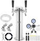 VEVOR Kit Spillatore Colonna Birra a 2 Rubinetti in Acciaio Inossidabile, Rubinetto Birra con Regolatore a Doppio Manometro W21.8, Accoppiatore per Fusti Sistema A