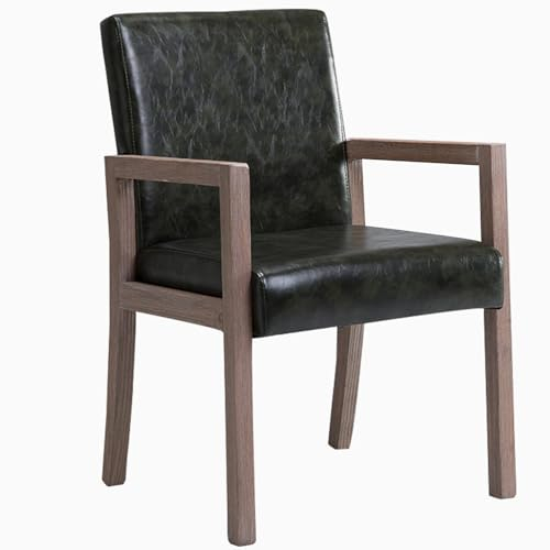 Einfacher Retro Massivholzstuhl Computerstuhl Wohnzimmer Lounge Stuhl Bürostuhl Chefsessel Konferenzstuhl Lederkissen sind bequem zum Sitzen(Schwarz)