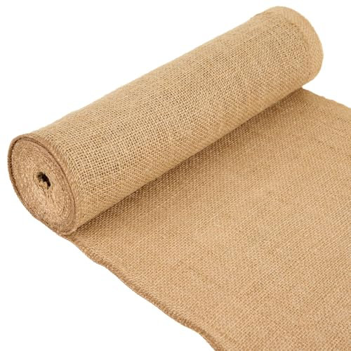 La Cordeline Runner da tavolo in tela di iuta naturale, 30 cm x 5 m, bordi cuciti per matrimoni, decorazioni, feste