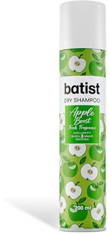 Batist Shampoo Secco Apple Boost, Shampoo a secco con profumo fresco di mela verde, Shampoo secco profumato per acconciature e messe in piega, per tutti i tipi di capelli, 200 ml, Made in Italy