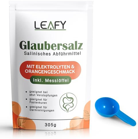 Glaubersalz | Schnell wirkendes Abführmittel mit starker Wirkung/Glaubersalz + Geschmack + Elektrolyte | 305g XXL Packung mit Messlöffel/akuten Verstopfungen, Darmreinigung & Fastenkuren