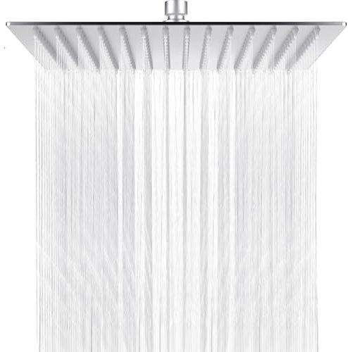 Bubuny Soffione e doccia a pioggia 8 pollici in acciaio inox 304 regolabile, soffione quadrato specchio lucido per parete o soffitto