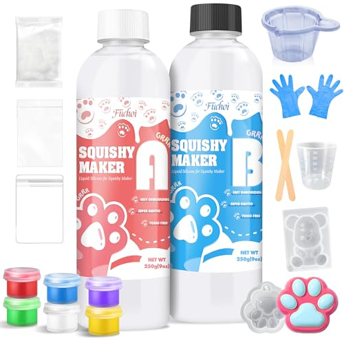 Kit de Silicona para Taba Squishy, 500g Silicona Líquida Set Completo para Squishy Taba (A : B 1:1), para Hacer Squishies Ultra Suaves de Patas de Gato, Juguetes Squishy DIY, Regalo Descompresivo