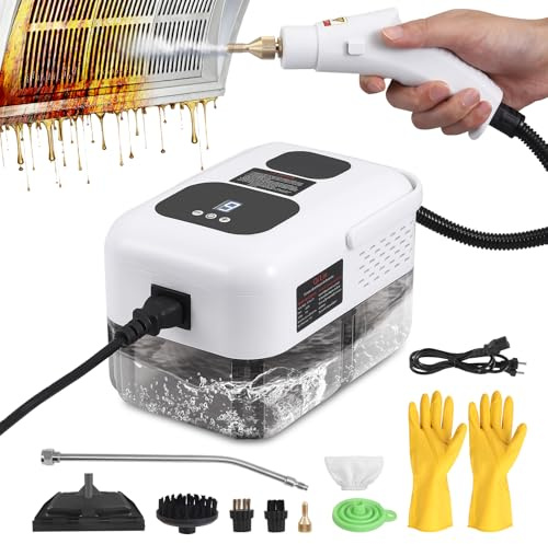 Jradse Nettoyeur Vapeur 2500W, Nettoyeur Vapeur Manuelle avec 6 Accessoires Réservoir 1200ml 9 Niveaux de Vapeur pour Cuisine, Salle de Bain, Voiture, Sol, Canapé, Carrelage et Joints